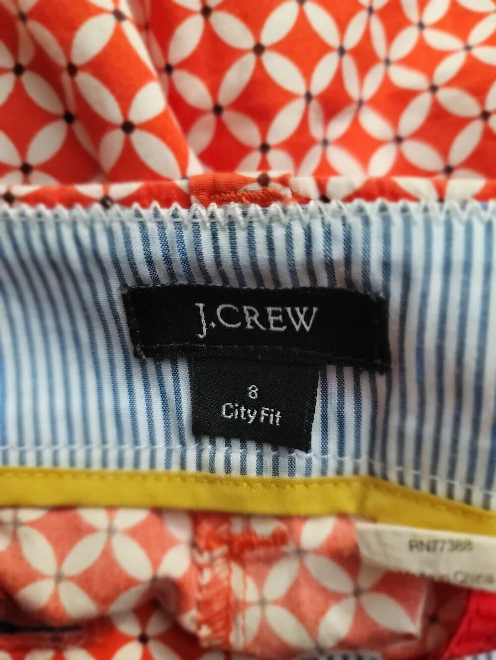 J.Crew City Fit Geometric Print Shorts - 8 - Orange White 100% Cotton EUC